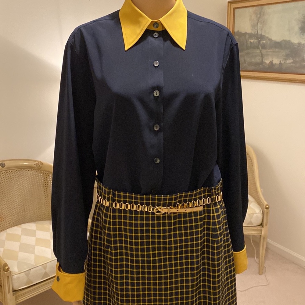 Mondi Vintage 4 Piece Suit, Virgin Wool, Blue and Yellow, Excellent Condition, M